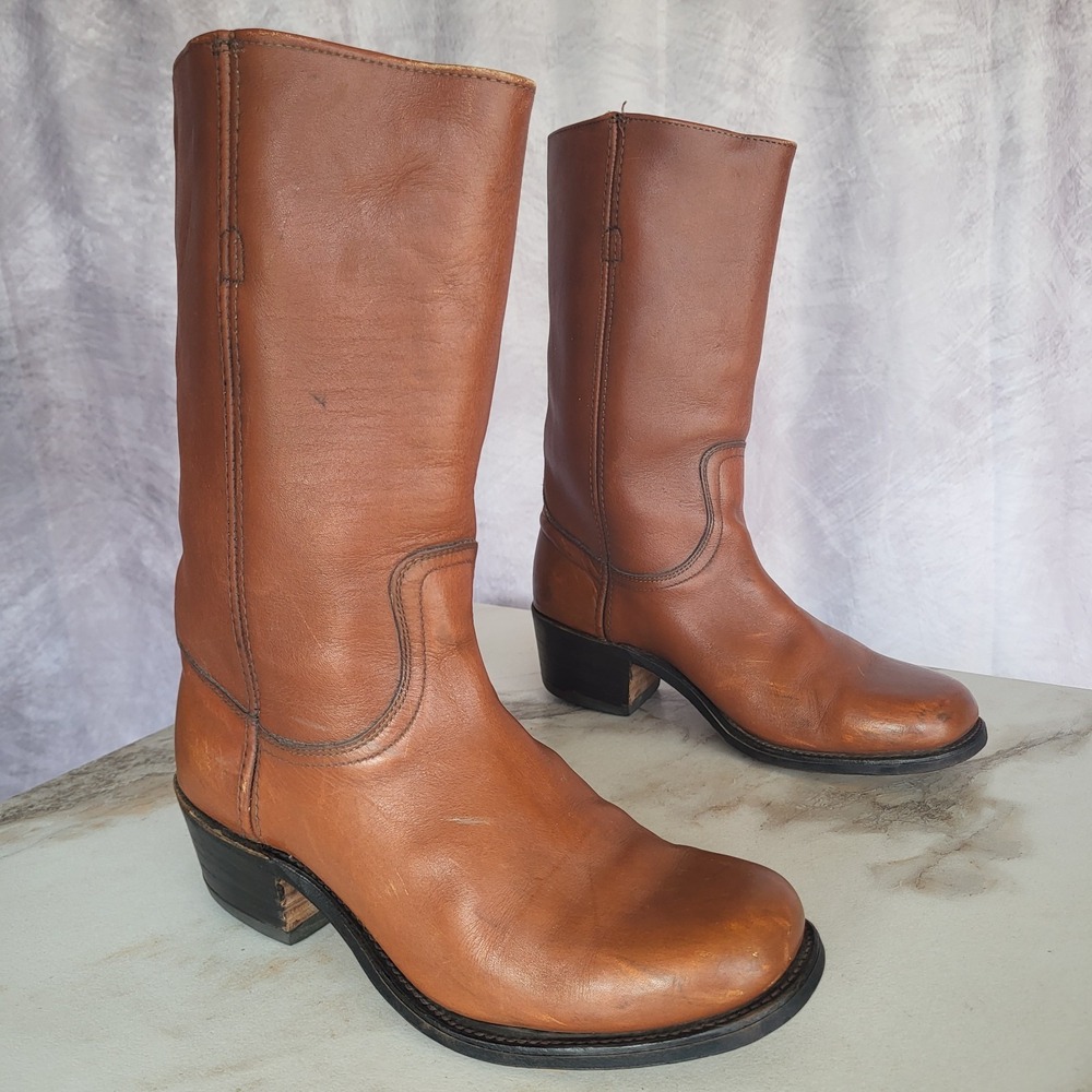 Vintage Frye Campus Boots Size 9.5 D Men's Tan Western 2470